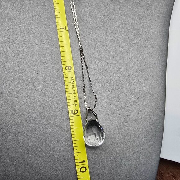 VTG Avon Sterling Silver Faceted Crystal Ball Pendant Necklace 18" Serpentine - Picture 5 of 9